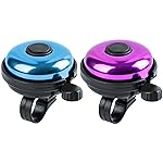 Xthuge Classic Bike Bell, Aluminum Bicycle Bell, Loud Crisp Clear Sound Bicycle Bike Bell for Adults Kids(Blue, Purple-Right Hand Use-2 Pack)