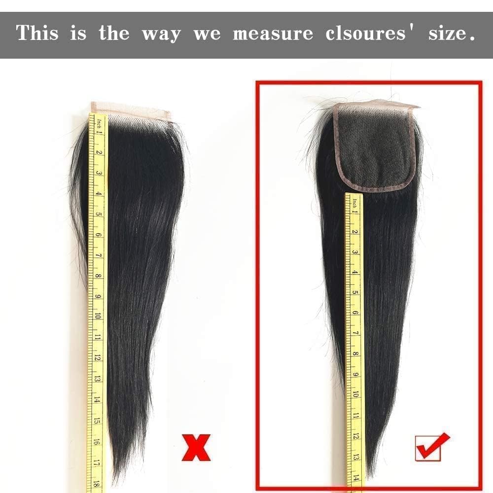 4x4 HD Lace Closure Body Wave Closure Human Hair Free Part Lace Closure 100% Unprocessed Brazilian Virgin Human Hair Extensions 150% Density Natural Black (20 Inch)