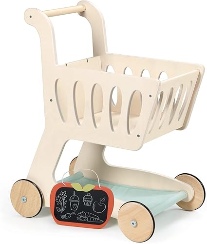 Miniatura 2 de Tender Leaf Toys - Carrito de compras - Carrito de compras de madera con almacenamiento adicional - Juguete perfecto para jugar a roles, promueve la