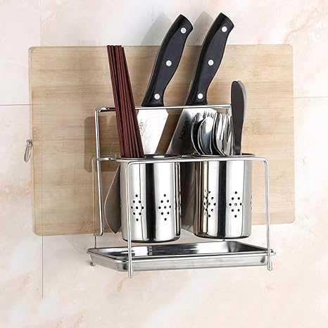 Amazon お箸 箸立て スプーン入れ キッチン 収納 水切りポケット 水抜き穴付き ステンレス製 お箸立て 10 トレー付き 創意 おしゃれ かわいい 箸立て オンライン通販