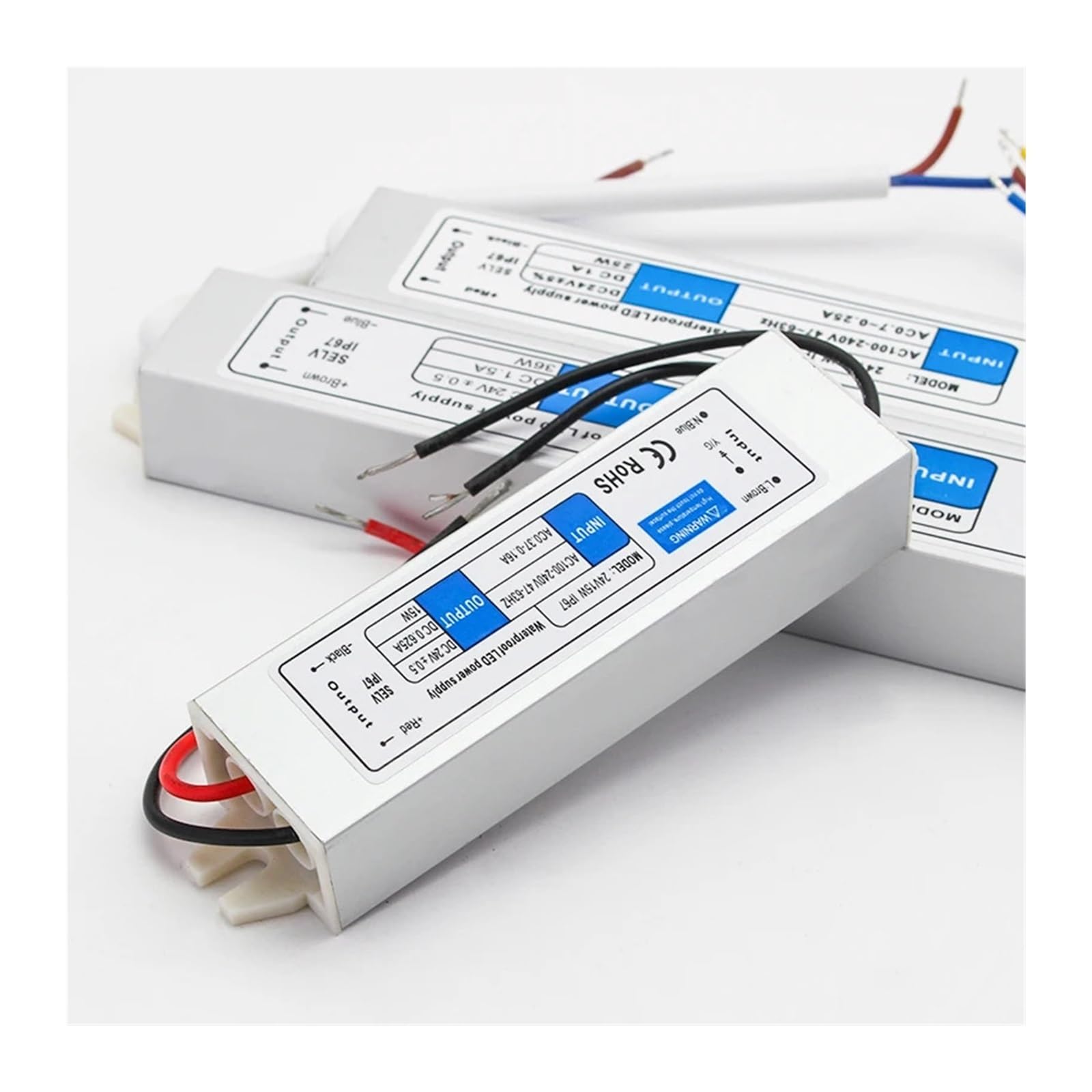 Controlador LED DC12V 24V IP67 Transformador de iluminación Impermeable Fuente de alimentación de luz Exterior 10W 20W 30W 36W 45W 60W 80W 100W 120W(12V 25W)
