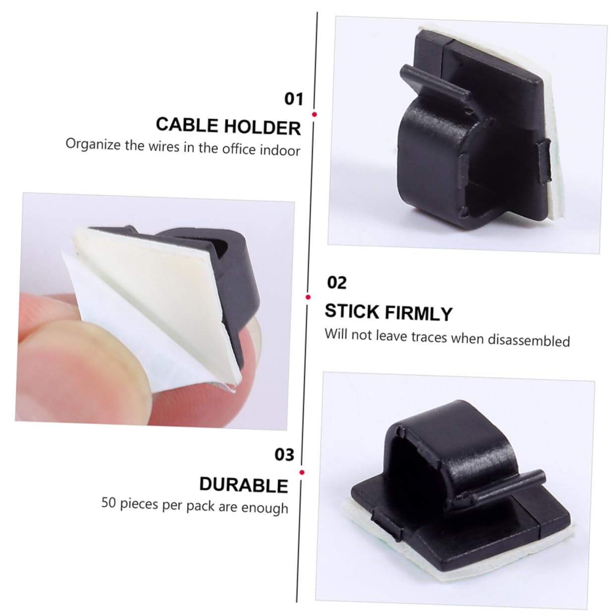avvolgicavi adesivi, Clip autoadesive for la gestione dei cavi, for organizzatori di, robusti fermacavi for spazi puliti e ordinati