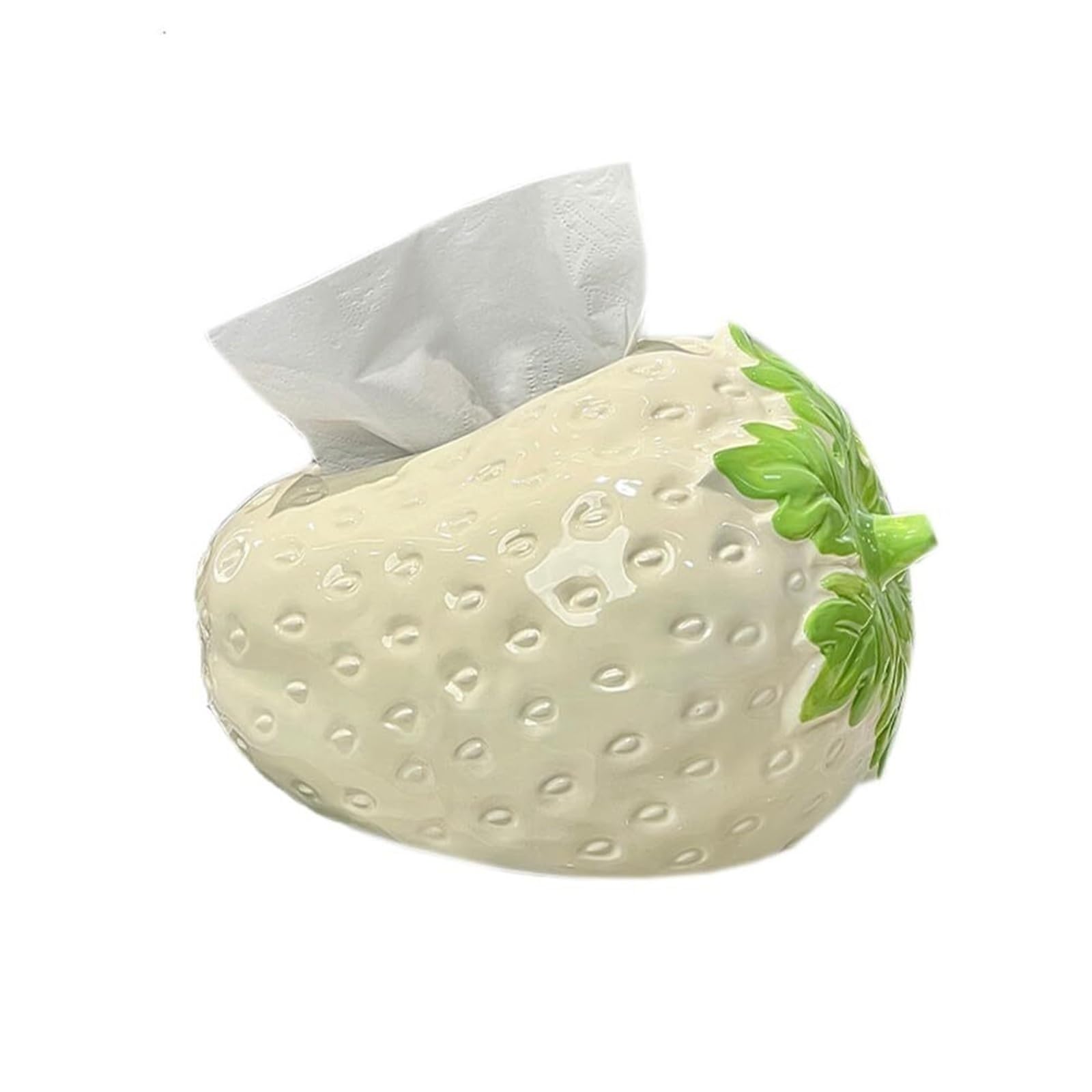 Tissue Dispenser Box Box Cover Cute Strawberry Tissue Holder Creative Facial Napkin Case Organizer Apartment Must Haves(White)