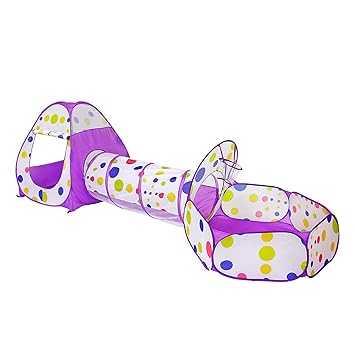 3 in 1 Kids Play Tent, Ball Pit Tent with Play Crawl Tunnel, Playhouse Tent for Kids with Zippered Storage Bag, Toddler Jungle Gym Play Tent for Boys Girls Indoors Outdoors-Haibing