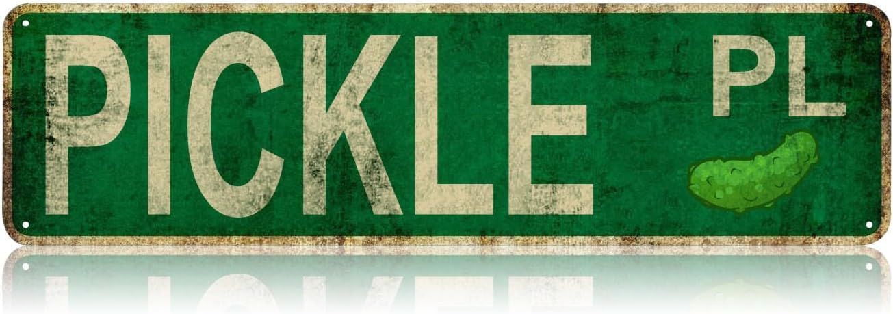Vintage Signs Pickle PL Sign Street Signs Retro Metal Sign for Home Garage Farmhouse Bar Coffee Garden Bathroom Kitchen House Man Cave and Gothic Indoor Ourdoor Decor,Aluminium 4x16 Inch