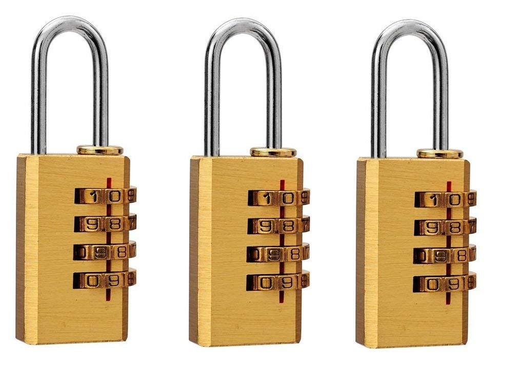 SHB Set of 3-4 Digit Brass Number Lock Small Bag Lock Travel Lock Luggage Resettable Password Locks Combination Padlock-picture-6