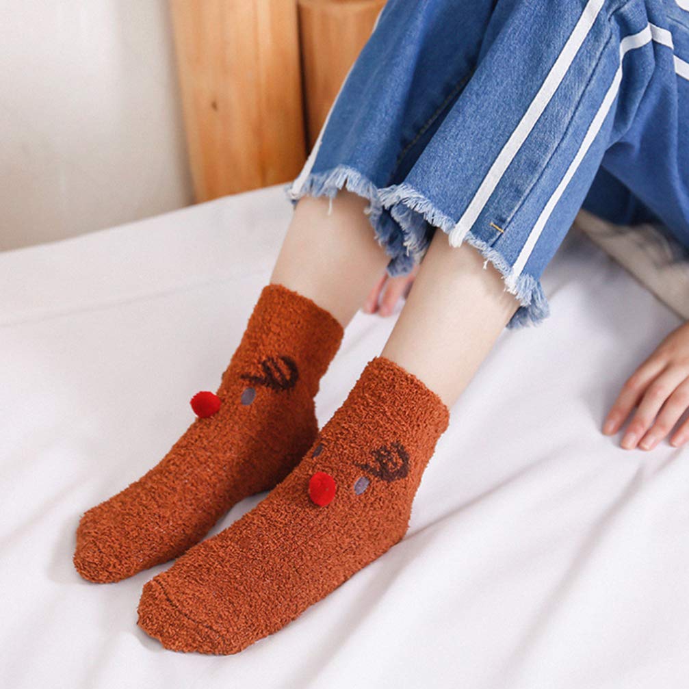 IMIKEYA 6 paia Calzini Di Natale In Corallo Pile Calze Termiche Design Del Cartone Animato Protezione Freddo Comodi Morbidi per Famiglie