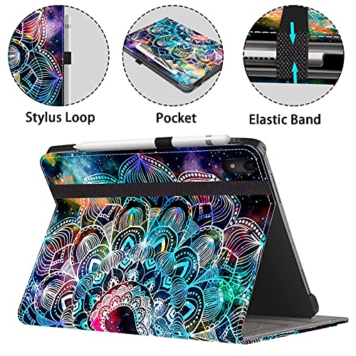 Vori Ipad Air 5Th/4Th Generation 10.9 Inch 2022/2020 Case With 360 Rotating, Multi-Angle Viewing Folio Stand Cover With Pocket, Auto Sleep/Wake For Ipad Air 4 & 5 Case, Mandala Galaxy #TOP4