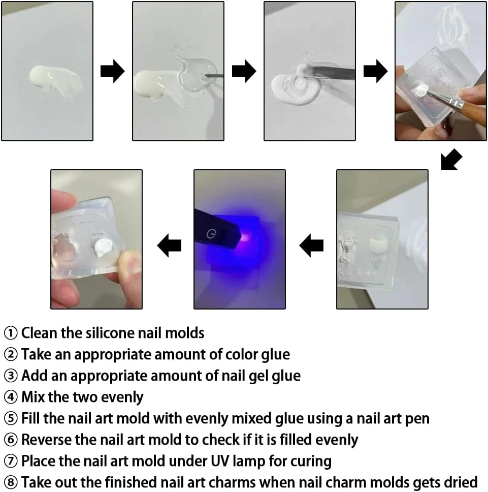 Irregular Border Frame Silicone Nail Molds Carving Template 3D Gel Nail Art Mold Cute Dialogue Box Fruit Cloud Star Heart Butterfly Nails Charms Resin Mold Manicure Decorations Tool Nails Accessories