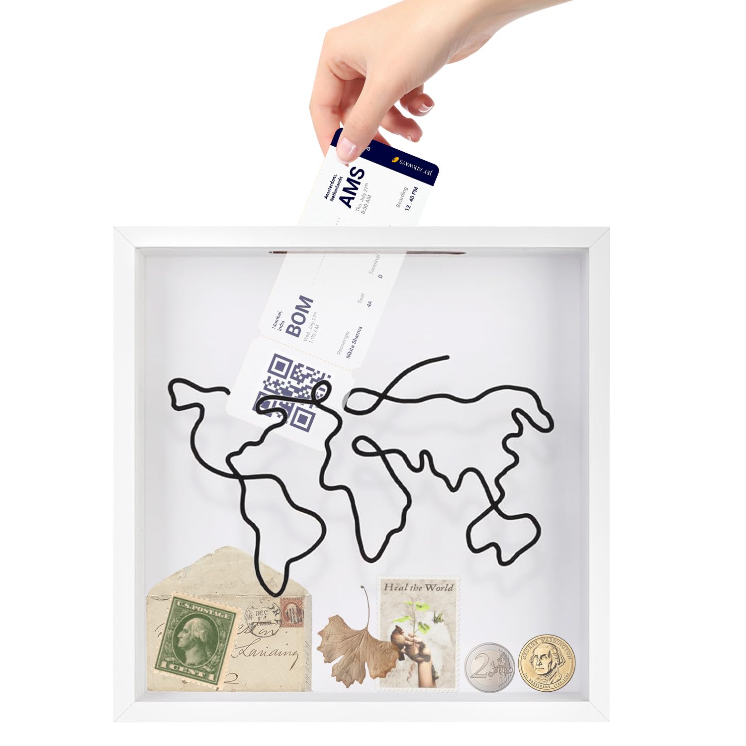 Amazon.co.jp: チケット収納箱 ポストカード 記念品 地図箱 冒険