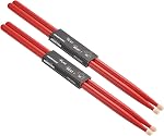 MECCANIXITY 2 Pair Maple Wood Drumstick Anti Slip Handle Grips 7A Red Classic Drum Stick Wood Tip for Drumming Musical Instrument Percussion