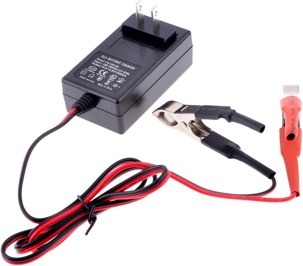 PeleusTech Battery Charger, 12V 14.4V 1A Portable Lead Acid Battery Smart Charger Maintainer - Black