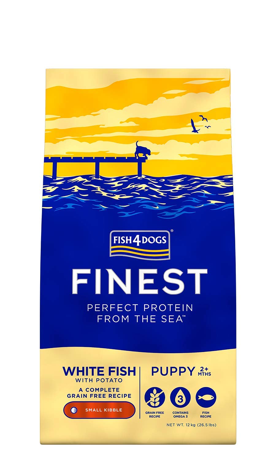 Fish4Dogs Finest White Fish and Potato Puppy Food | Natural, Hypoallergenic Puppy Food | Great for Sensitive Puppies | Rich in Omega 3, 6 and 9 (Large Kibble - 12kg)