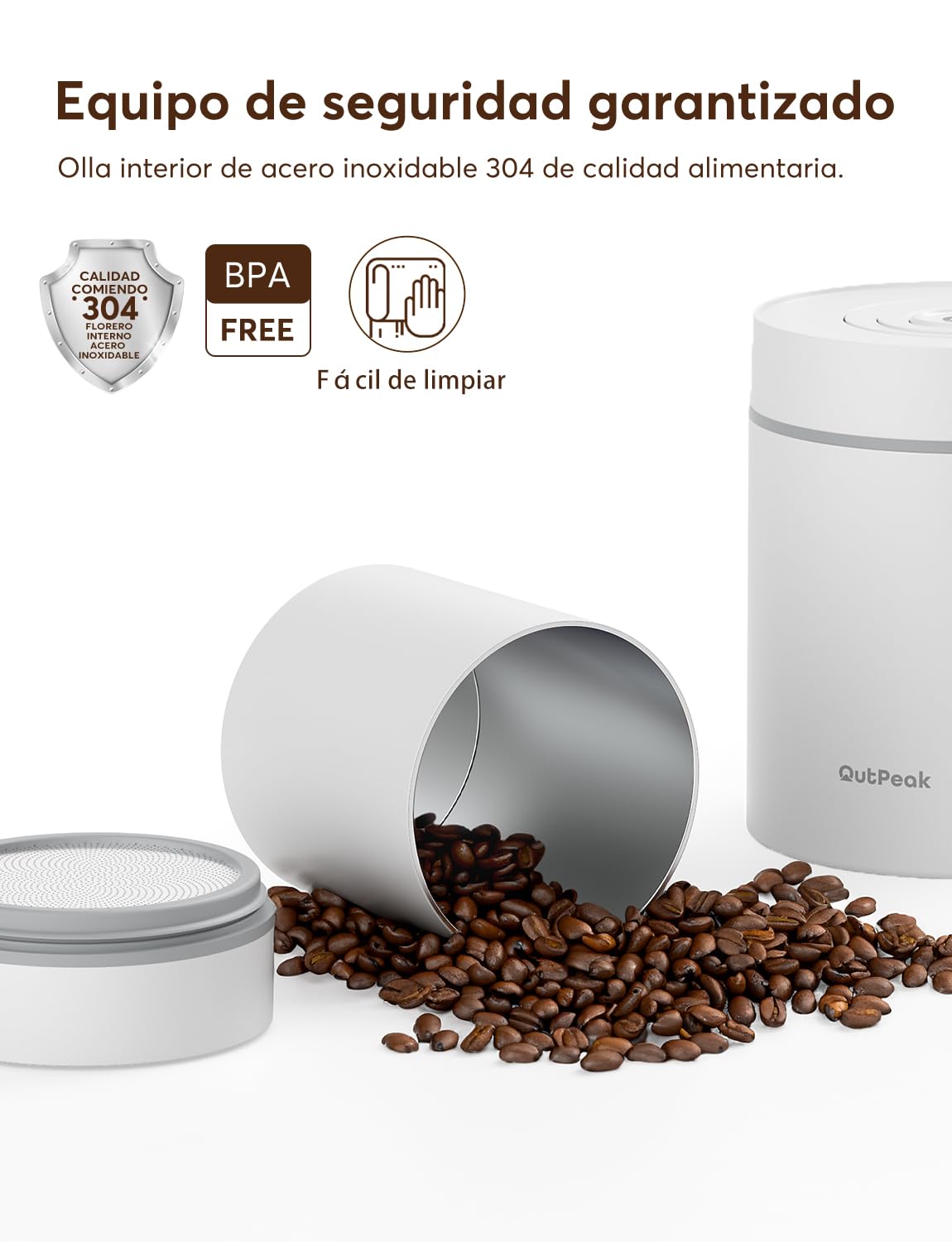Neo 2024 Kilo - Recipiente de café al vacío automático, capacidad de 1.5 L para 17.6 onzas de granos de café, operación con un botón, recipiente de almacenamiento de café de acero inoxidable para