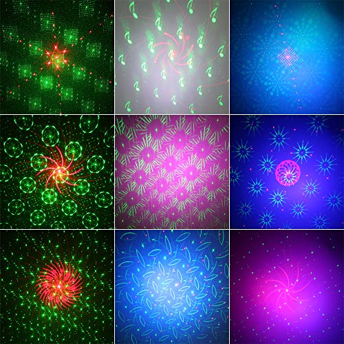 CHINLY Party Lights RGB DJ Disco Stage Laser Light Sound Activated Led Projector for Christmas Halloween Decorations Gift Birthday Wedding Bar (48 Patterns + Background)