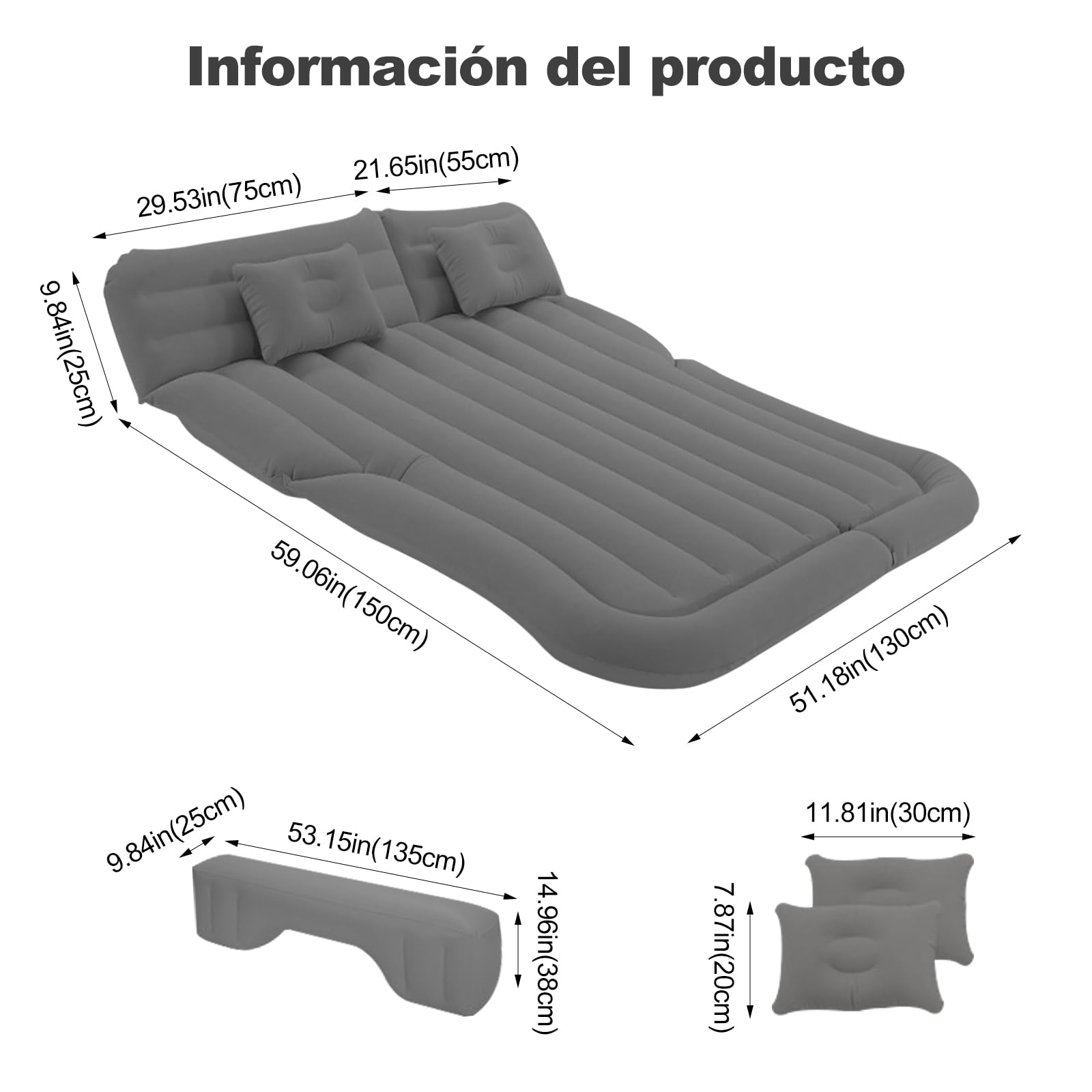 Ergocar Colchón Coche Bomba de Aire Eléctrica SUV MPV Plegable Doble Cama Colchones de Aire para Camping