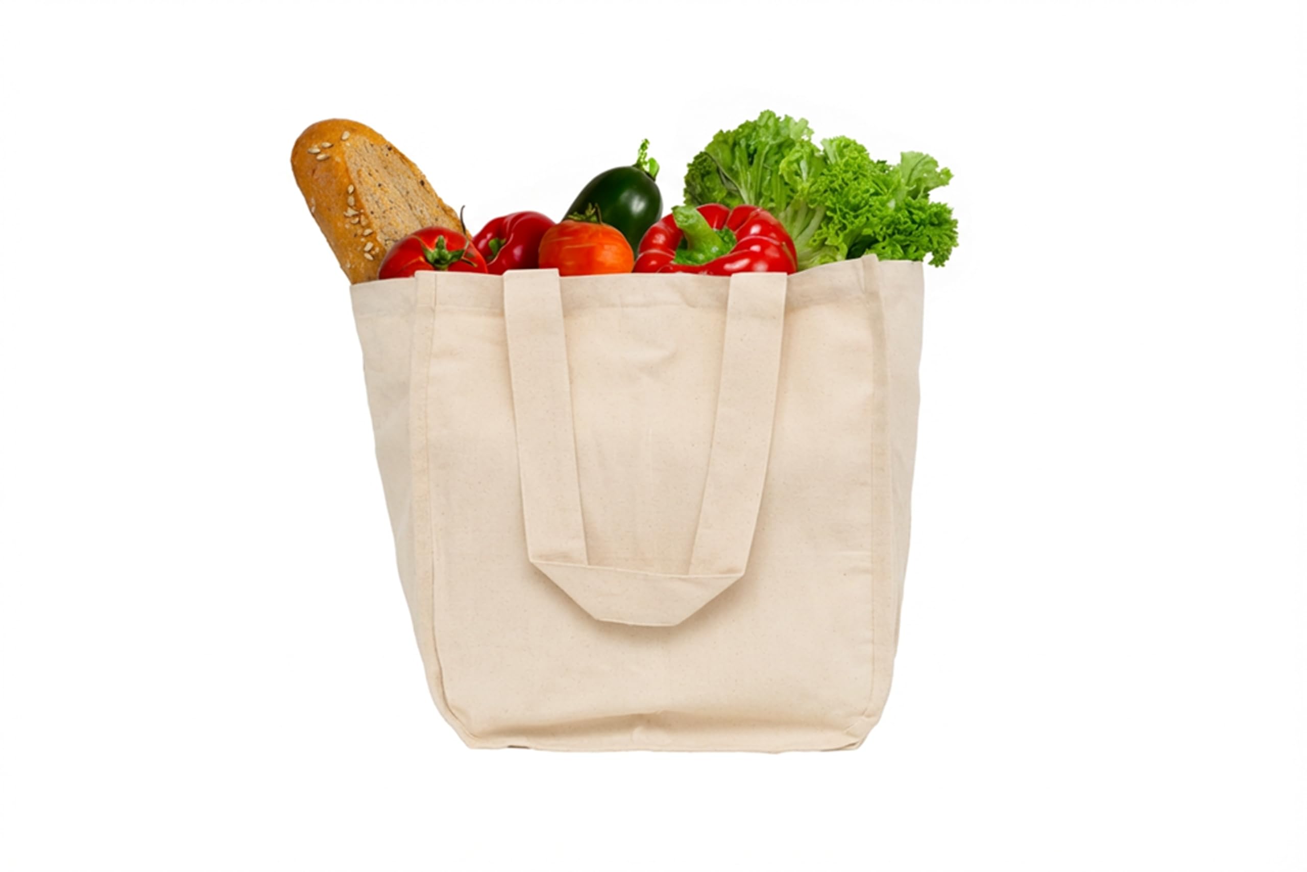 Best Canvas Grocery Shopping Bags - Cloth Grocery Tote Bags - Reusable Cotton Grocery Tote Bags with Bottle Sleeves