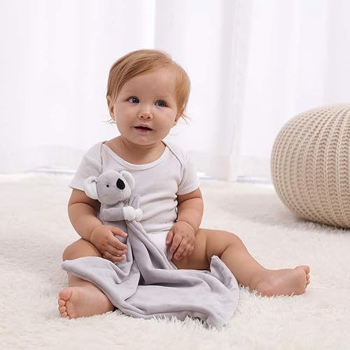 Miniatura 7 de Apricot Lamb Manta de seguridad de animales de peluche, koala gris, manta de personaje de cuarto de bebé, felpa de lujo para acurrucarse (koala gris)