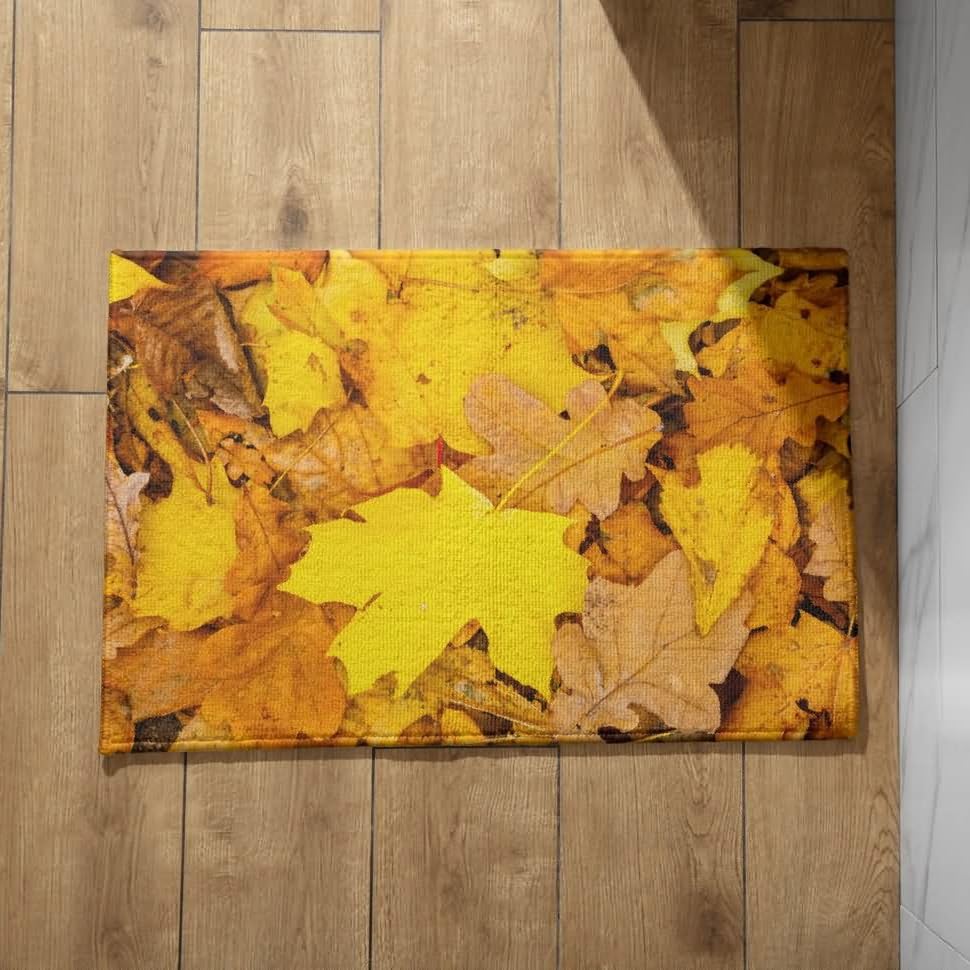 Tapis de sol bois d'automne pour créer une ambiance japonaise chaleureuse dès l'entrée