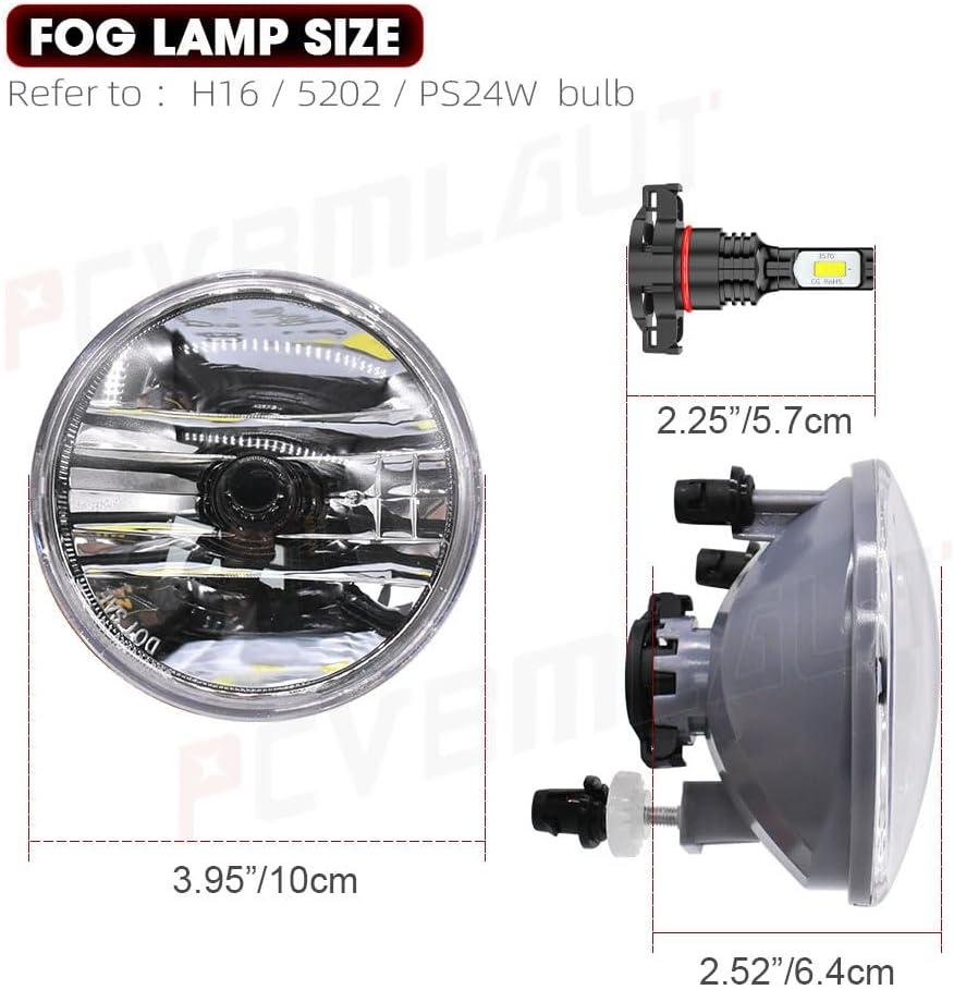 Fog Light Assembly + LED Bulbs Compatible with Ford Escape 2007 2008 2009 2010, Clear Lens 6000K White Super Bright Lights, 300% Brightness, Direct Replacement, Pack of 4