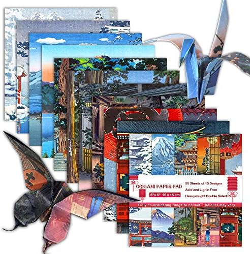 Origami Paper 6x6 Dobule Sided 50 Sheets 10 Colors origami kit Japanese Chiyo Square Craft Kits Easy Fold Arts Crafts DIY Handwork Beginner Building