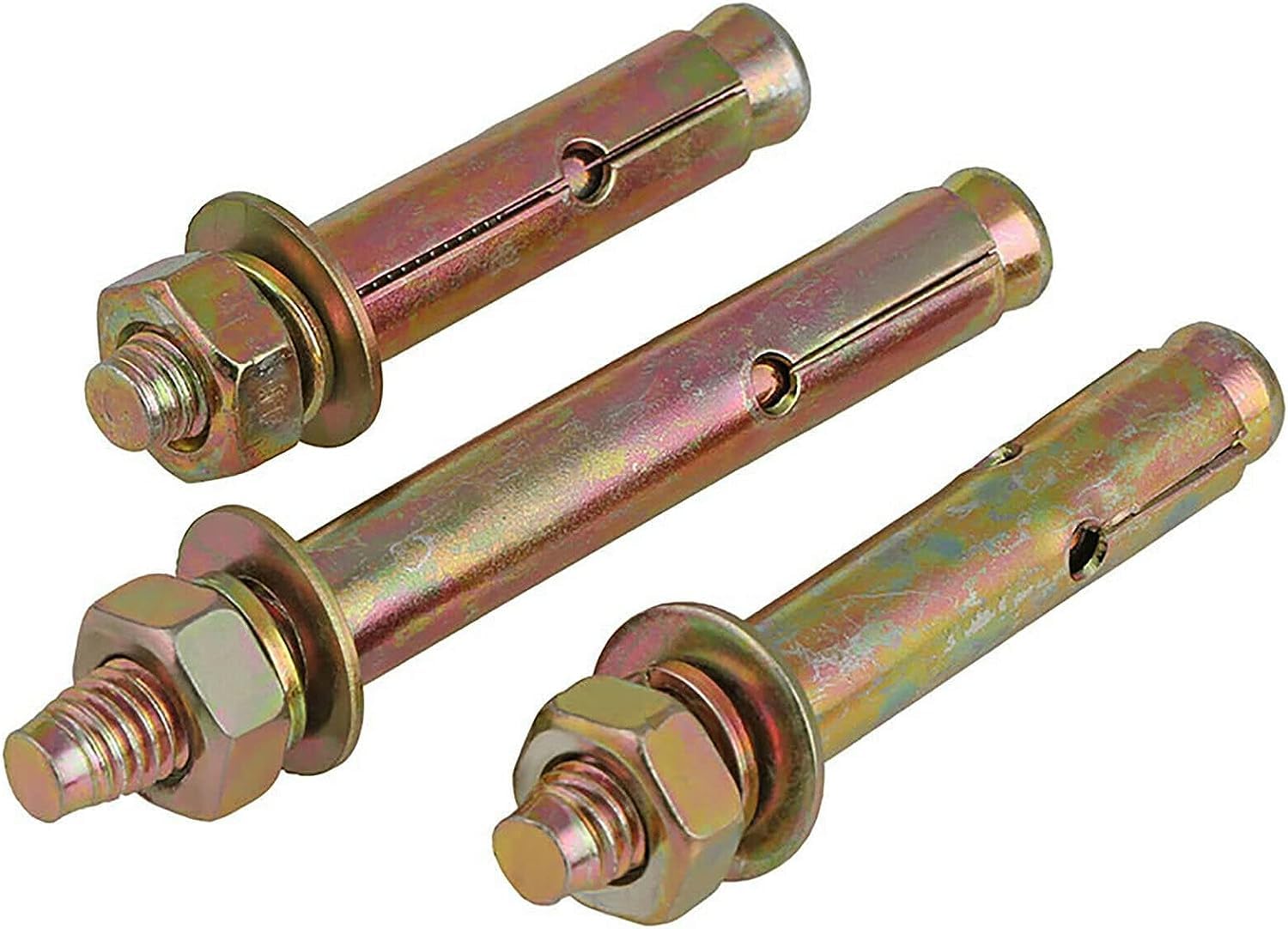 JUCACE Expansion Screw Bolts, Hex Head Screw M6-M20 Concrete Sleeve Anchor Bolt Carbon Steel Color Zinc Plated(Size:M12x150(1pcs)) (Size : M10x120(1pcs)) (Size : M16x100(1pcs)) (Size : M6x70(2pcs))