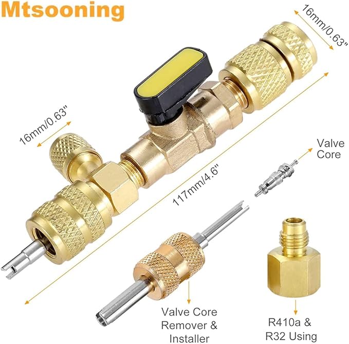 Kit Removedor e Instalador de Válvulas R12 R22 R410A con Válvulas de Bola miniatura 5