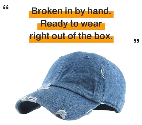 Kbethos Kbe-Vintage Mdm Washed Cotton Baseball Cap, Medium Denim #TOP3