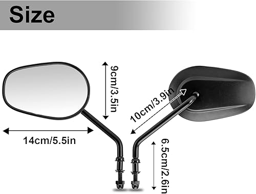Miniatura 7 de LKV Espejos retrovisores para motocicleta, ajuste de 360 grados, espejos laterales de vástago largo para Harley Sportster Road King Softail Street