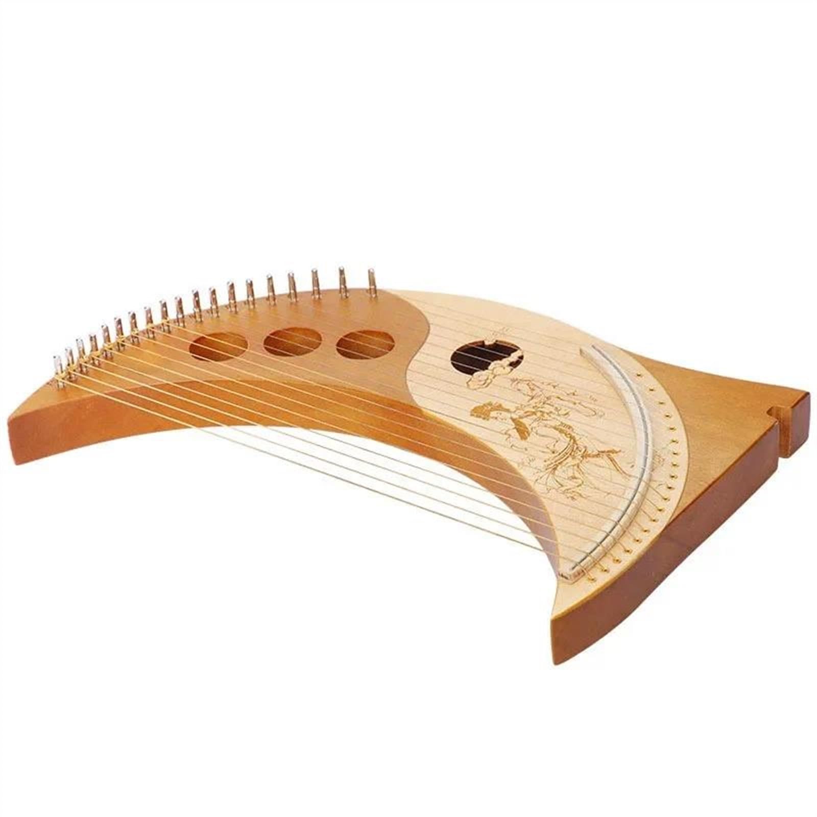 harfe instrument 19-saitige Lyra Massivholzfurnier-Harfe Phonetische Symbole Exquisite Schnitzereien Musikinstrument Mit Stimmschlüssel