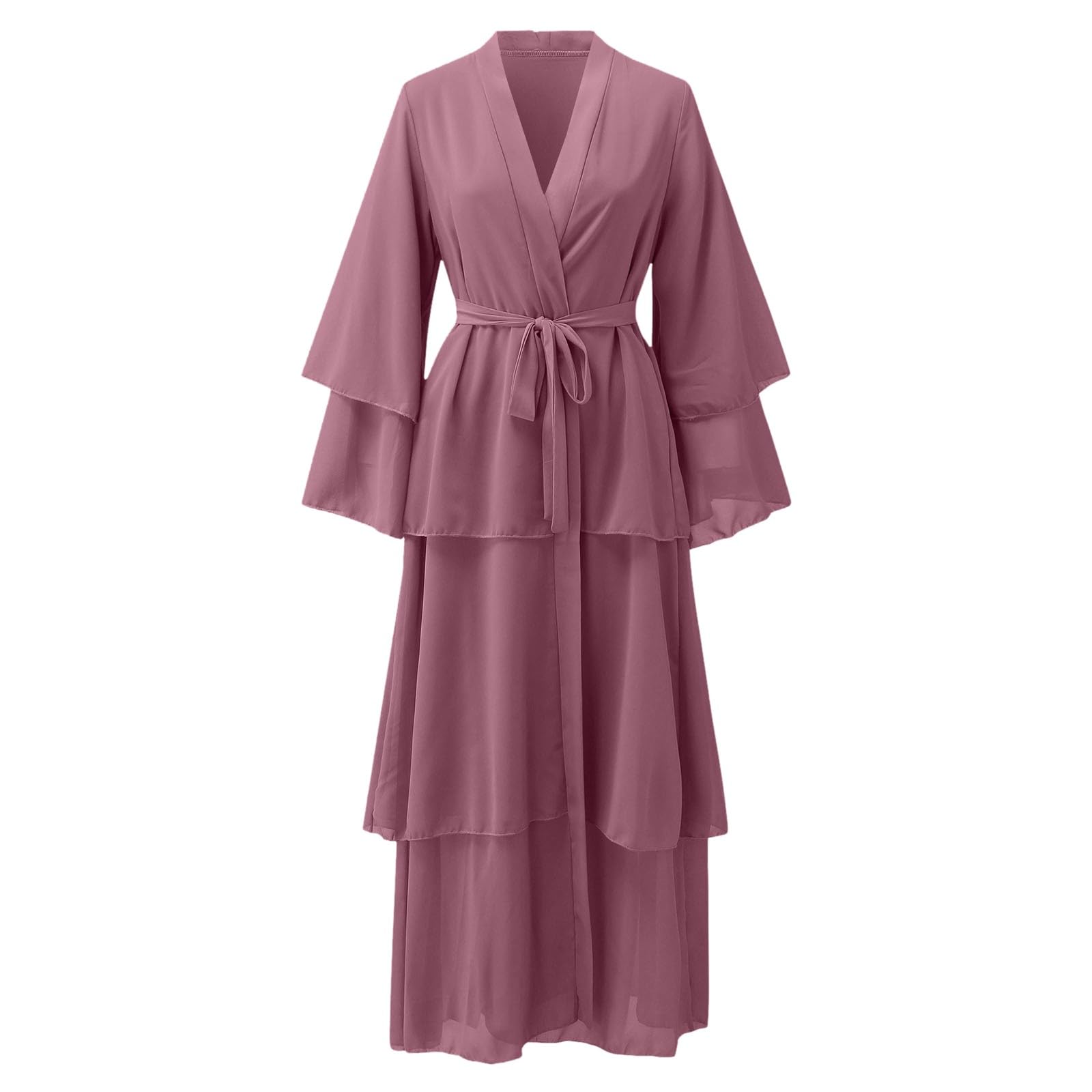 Generisch Chaqueta de punto de manga larga para mujer, elegante, de verano, suave, elegante, de gasa, monocolor, multicapa, largo suelto, cárdigan de punto grueso, informal de gasa