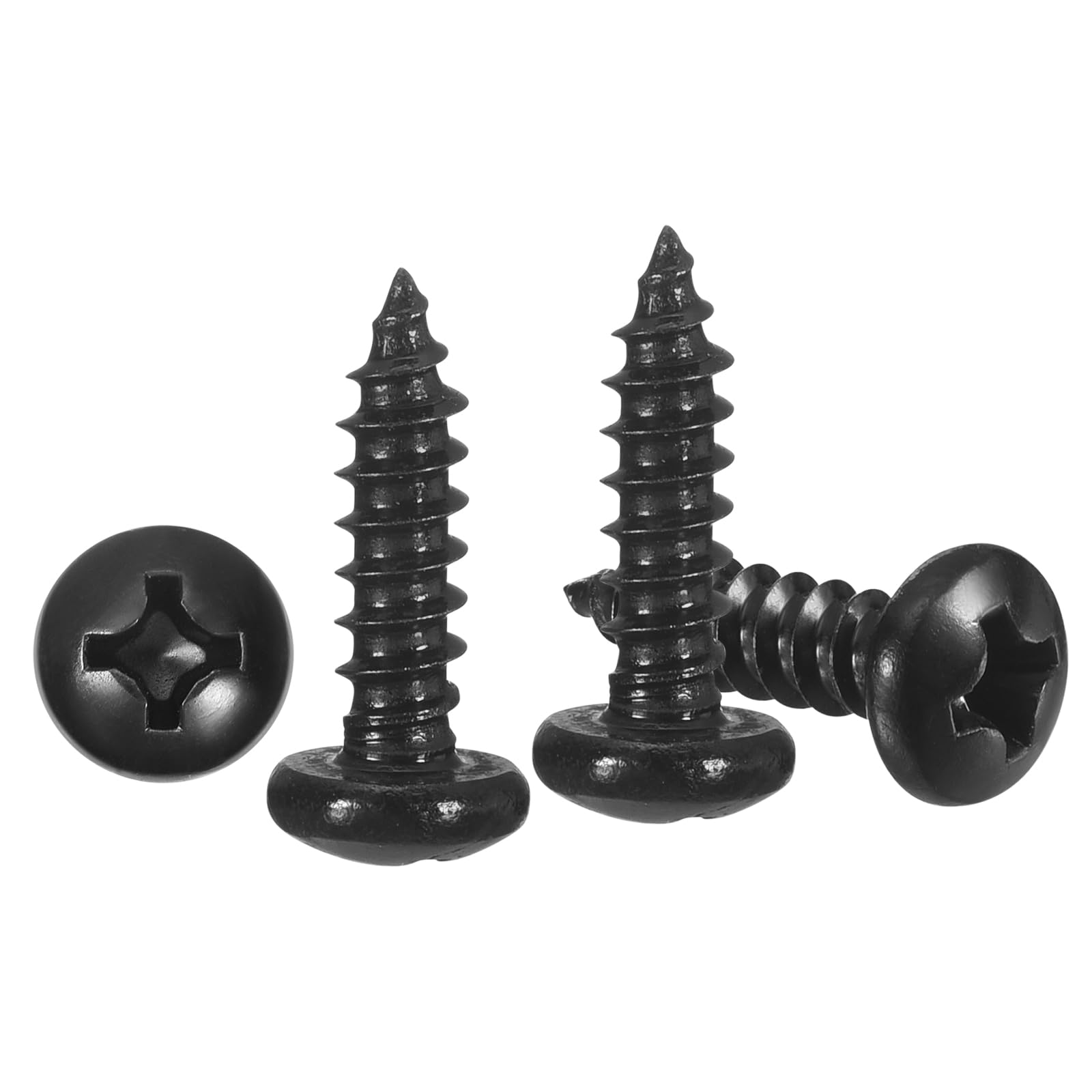 METALLIXITY Phillips Pan Head Self Tapping Screws(#6x1/2") 100Pcs, Carbon Steel Self Drilling Screw for Metal Wood Plastic, for Cabinet Wall Shutter Plate Rock Furniture, Black โ image 1
