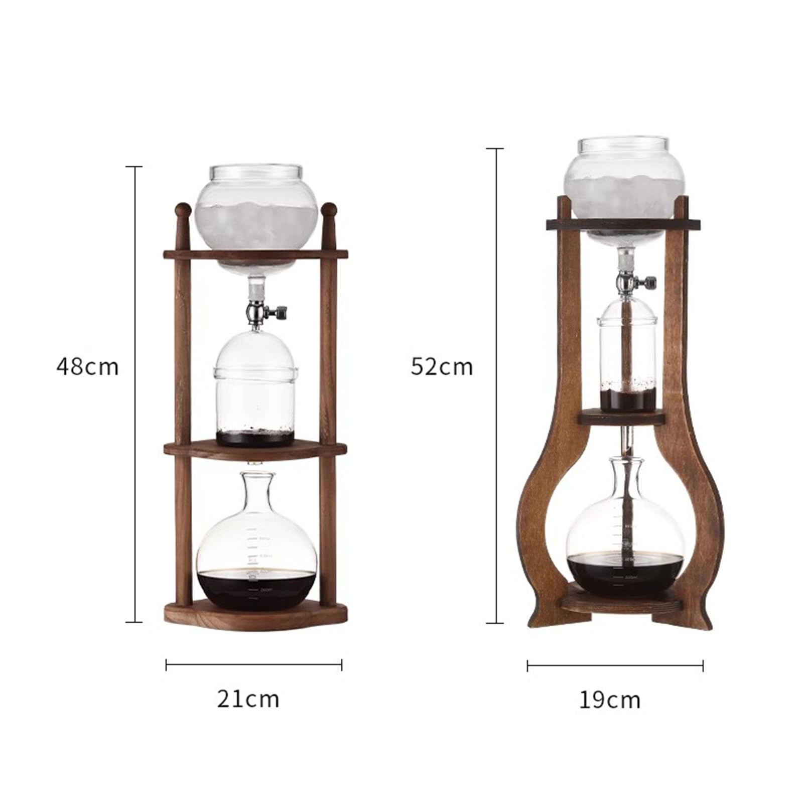 Cold Brew Drip Tower, 800 Ml Macchine per caffè Freddo Manuali con Tecnologia Slow Drip, con Gocciolatoio Regolabile, Staffa in Legno, per Uffici Domestici E Caffetterie