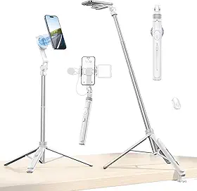 ULANZI Tripé magnético TT88 para iPhone 17, bastão de selfie extensível de 57 polegadas com controle remoto, clipe de telefone 2 em 1 e dois suportes de sapata fria - tripé de telefone leve para
