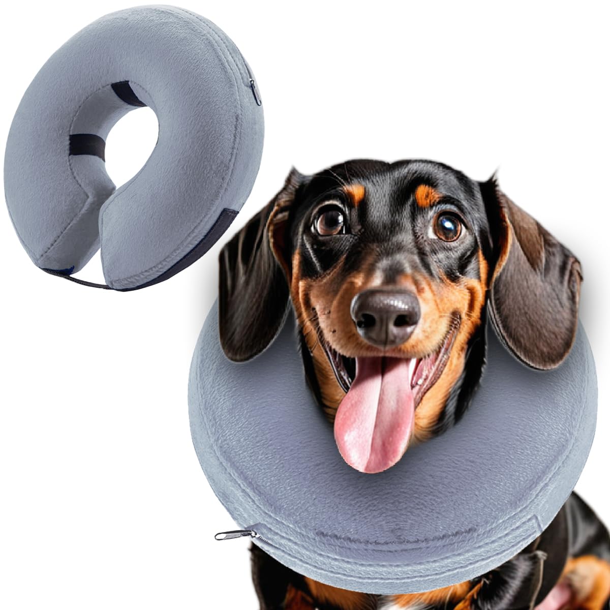 infisu Collar inflable de cono para perro (tamaño M), collar protector suave para perro, collar de cono de dona para mascotas, cómodo collar isabelino después de la cirugía para perros medianos para