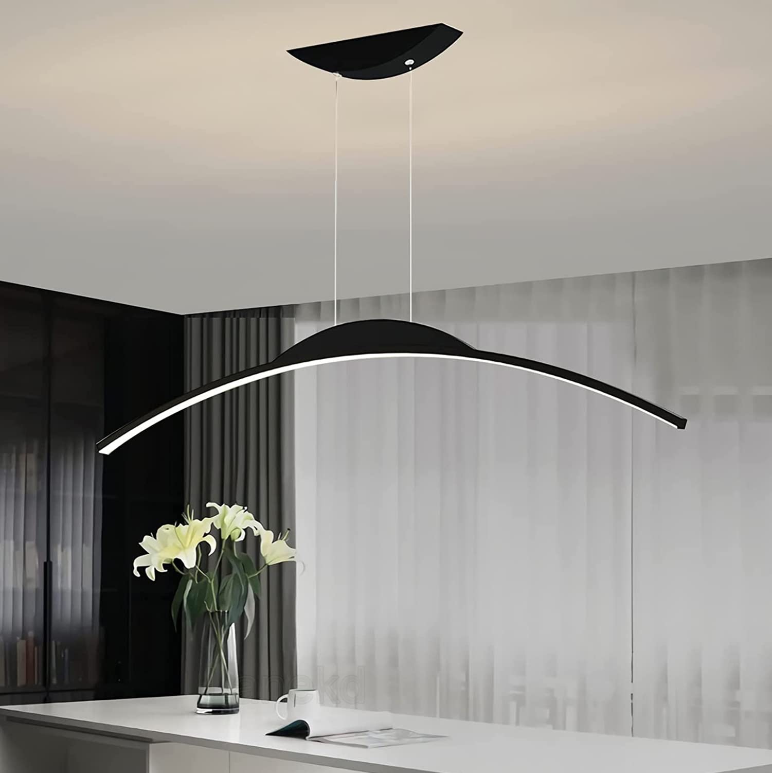 Moderna Lampadario Tavolo da Pranzo Lampada a Sospensione LED Dimmerabile Cucina Soggiorn Luce con Telecomando Regolabile in Altezza Lampadari Lampada da Soffitto per Sala Ufficio