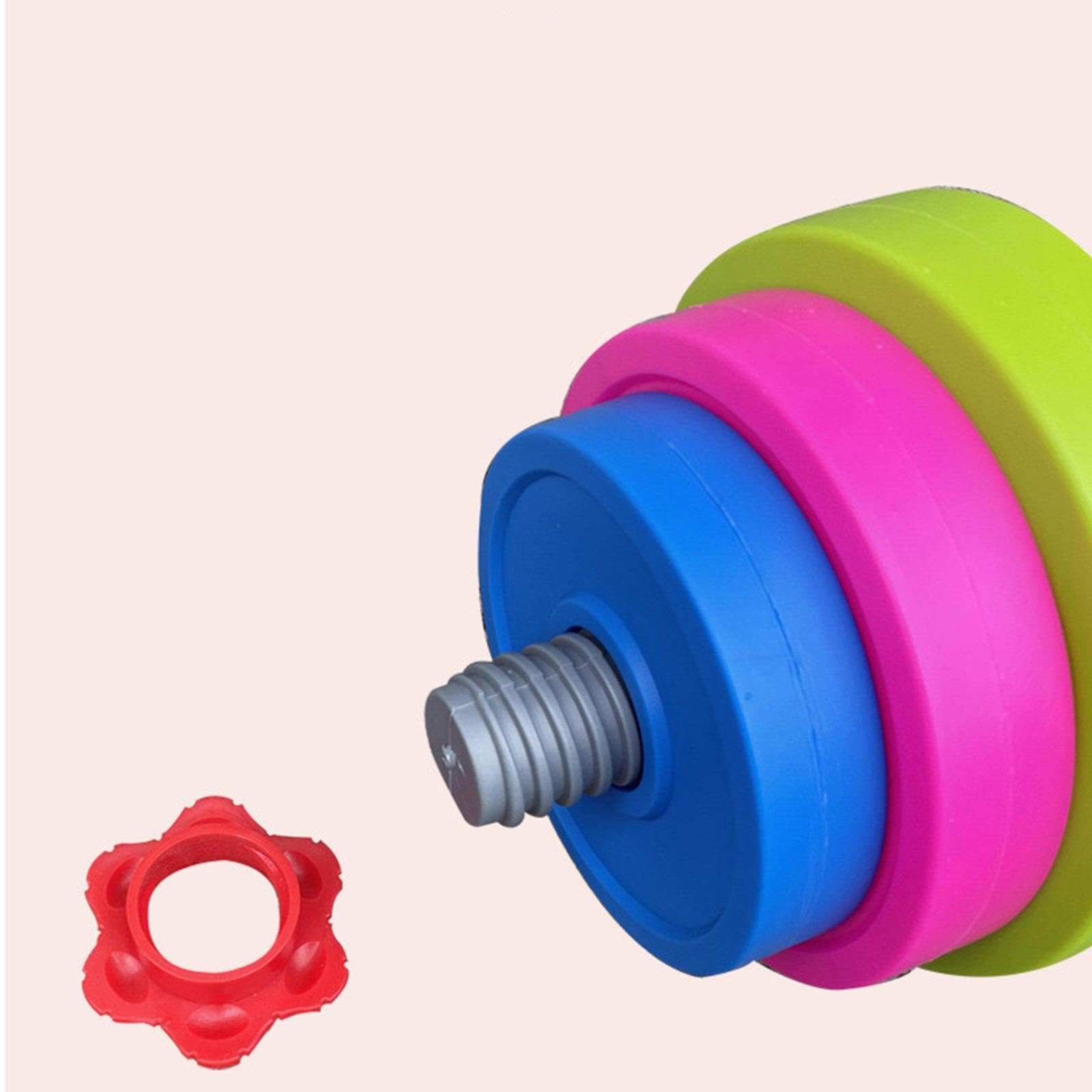 Set di pesi con manubri per ragazzi e ragazze, articoli da gioco colorati e sicuri, per introdurre i bambini piccoli all'allenamento della forza, Manico 49 cm