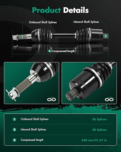 Vista 934 de SCITOO 1333081 1333947 Eje CV trasero izquierdo derecho para 2016-2020 para Polaris General 1000 2017-2020 para Polaris General 4 1000 2015-2018