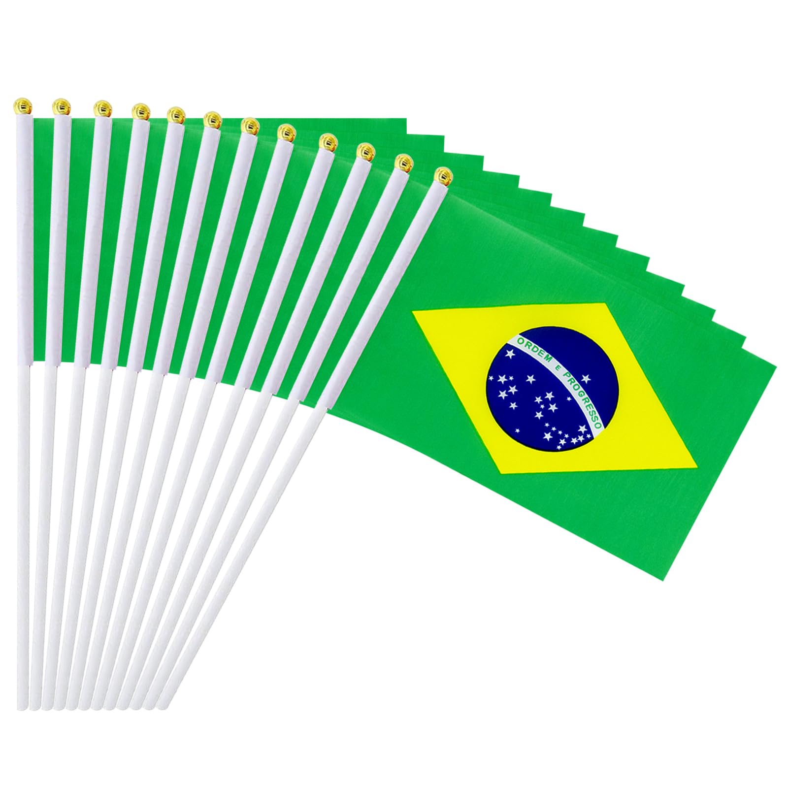 Brazil Flag Brazilian Flag, Small Mini Handheld Brazil Flags on Stick, Ideal for Party Parades Sports Events Patriotic Festival Decorations — image 1