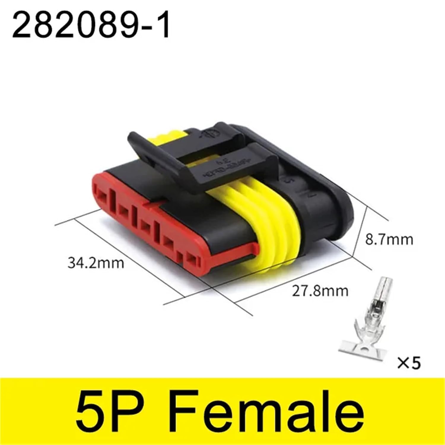20 Sets 1.5 Series AMP Plug Connector Sensor Waterproof Male Female 1/2/3/4/5/6P Automotive Connector Plug(5P Female 282089-1)