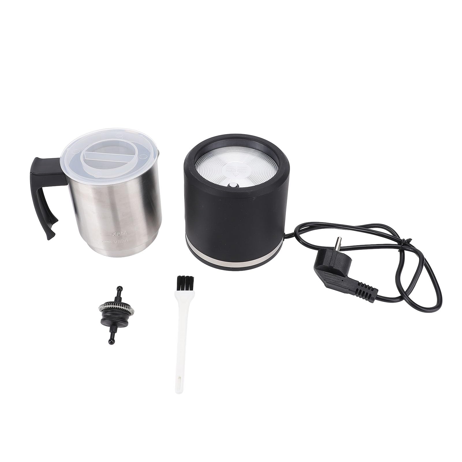 Ejoyous Elektryczny spieniacz do mleka 4 w 1, 150-250 ml, stal nierdzewna, powłoka nieprzywierająca, do spieniania gorącego i zimnego mleka, można myć w zmywarce, 220 V