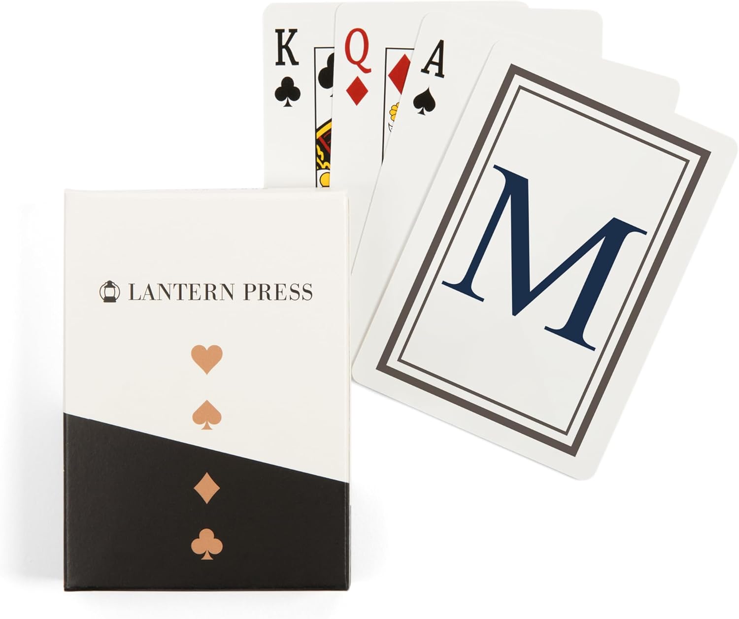 Lantern Press Monogram, Estate, Gray and Blue, M, 52 Playing Cards for Adults, Poker Size Card Deck