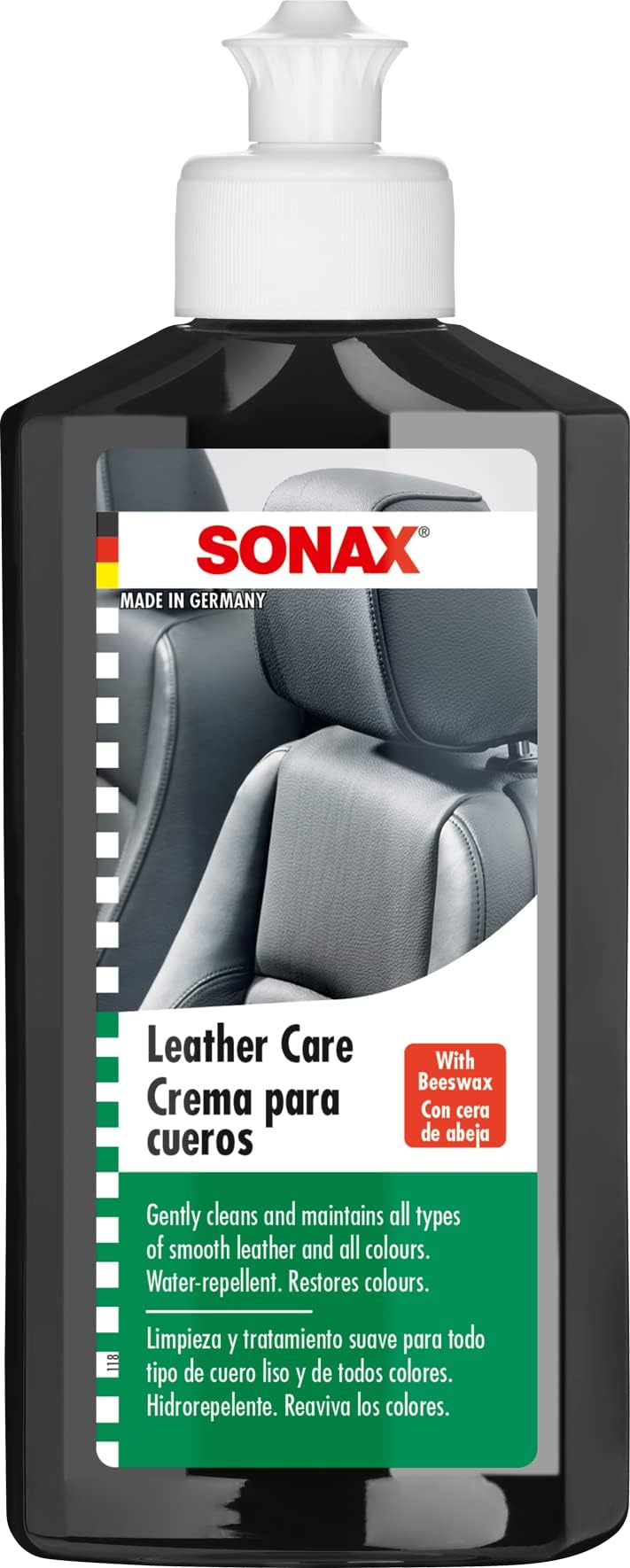 SONAX Leather Care Lotion 250ml | Premium Car Cleaning & Conditioning Emulsion | UV Protection, Water Repellent | Smooth & Artificial Leather, Car Interior, Motorbike Gear, Furniture | Art.No.291141