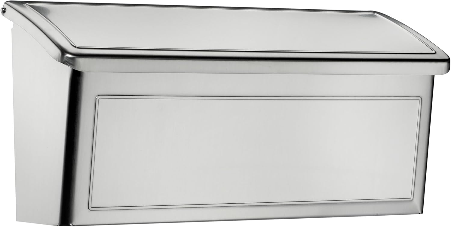 Architectural Mailboxes Venice™, Wall-Mounted Mailbox for Outside, Metal Stainless Steel Small Mail Box with Lock and Key Drop Box