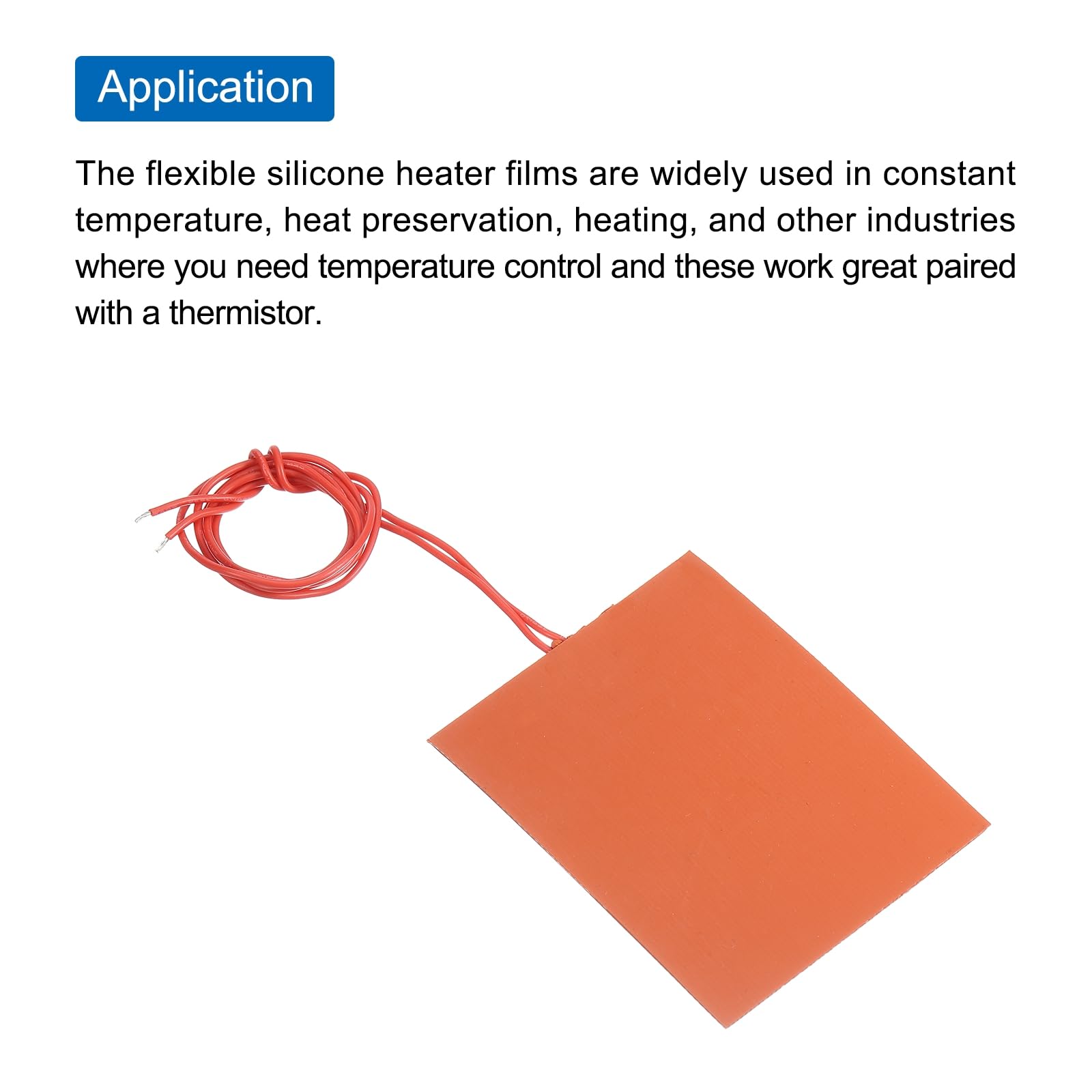 sourcing map Plaque Chauffante en Silicone, Film Chauffant 12V 25W, Plaque Chauffante Flexible 100mmx80mm pour Température Constante, Lot de 5