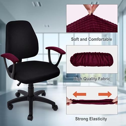 Miniatura 10 de SARAFLORA Paquete de 4 fundas elásticas para silla de oficina, de elastano, resistentes a las manchas, para sillas de escritorio, brazos, color negro