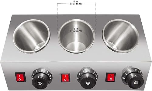 Miniatura 3 de ALDKitchen Dispensador de salsa  Calentador de salsa eléctrico  Calentador de salsa comercial  Acero inoxidable  110 V (3 cabezas)
