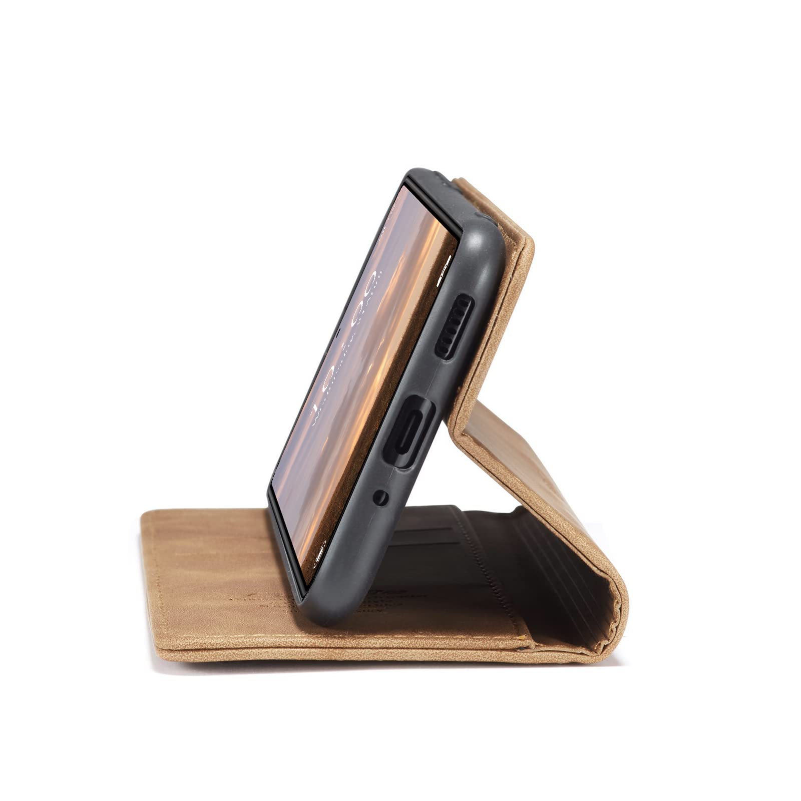 Custodia A Portafoglio Con Pelle Premium Per Xiaomi Redmi 12 – Cover Retro Con Chiusura Magnetica E Slot Per Carte, Marrone