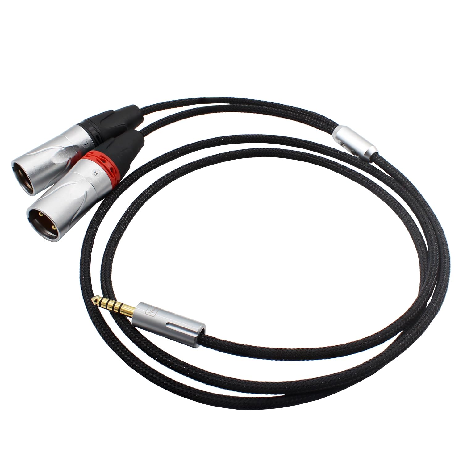 Youkamoo Adattatore per cuffie audio bilanciato da 4,4 mm a doppio XLR maschio con cavo placcato argento da 4,4 mm a XLR (1,2 m)