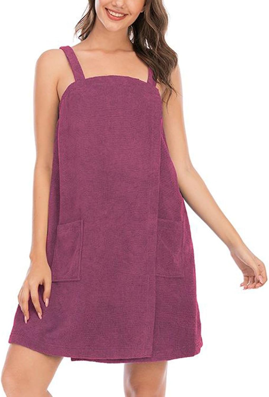 Women's Terry Cloth Towel Wrap Soft Tank After Shower Dress Bath Spa Cozy Absorbent Bath Robe Sleeveless Shower Wrap